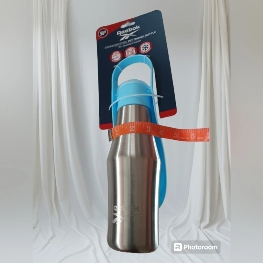 Reebok Pet Travel Bottle Feeder Blue Stainless Steel